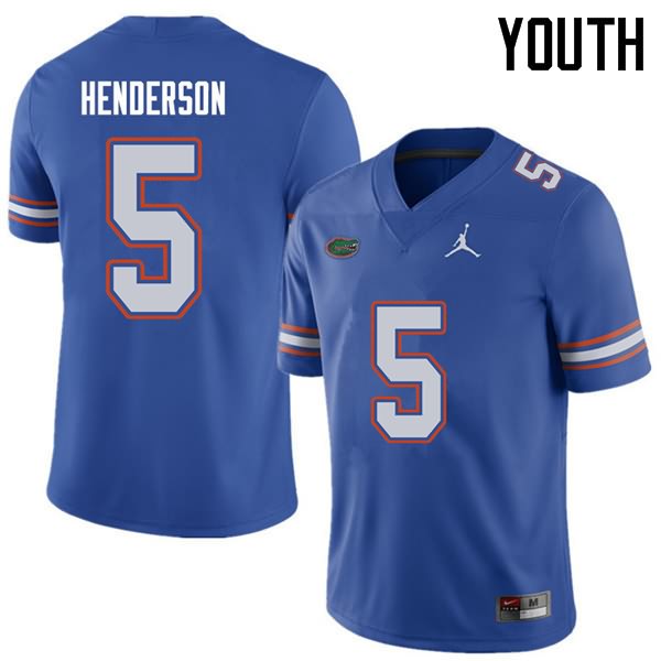NCAA Florida Gators CJ Henderson Youth #5 Jordan Brand Royal Stitched Authentic College Football Jersey LFK0864WA